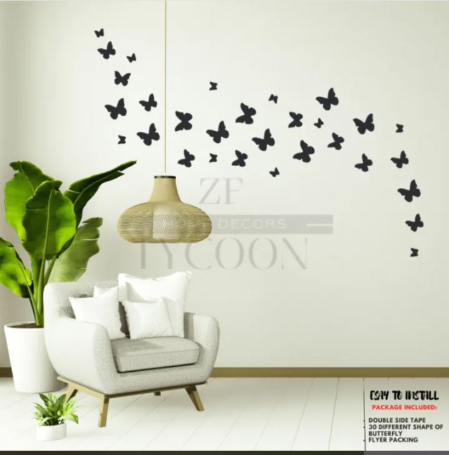 30-Piece Set of Flying Wooden Butterflies – Home Decor – view 3