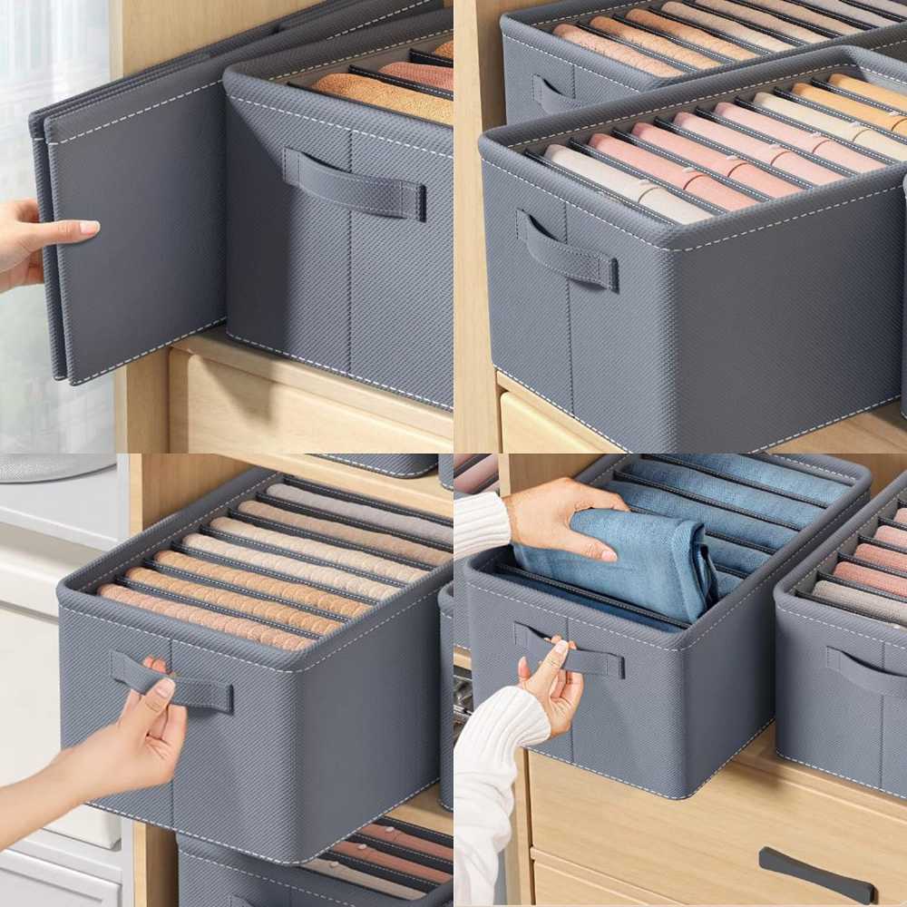 Pack of 2 Wardrobe Storage Organizers – 6-Grid Washable Boxes – view 3