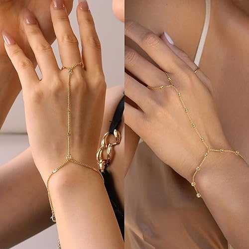 Elegant Finger Bracelet – Adjustable Gold Hand Chain with Connected Ring – view 2
