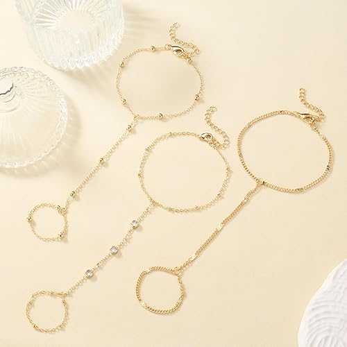 Elegant Finger Bracelet – Adjustable Gold Hand Chain with Connected Ring – view 3