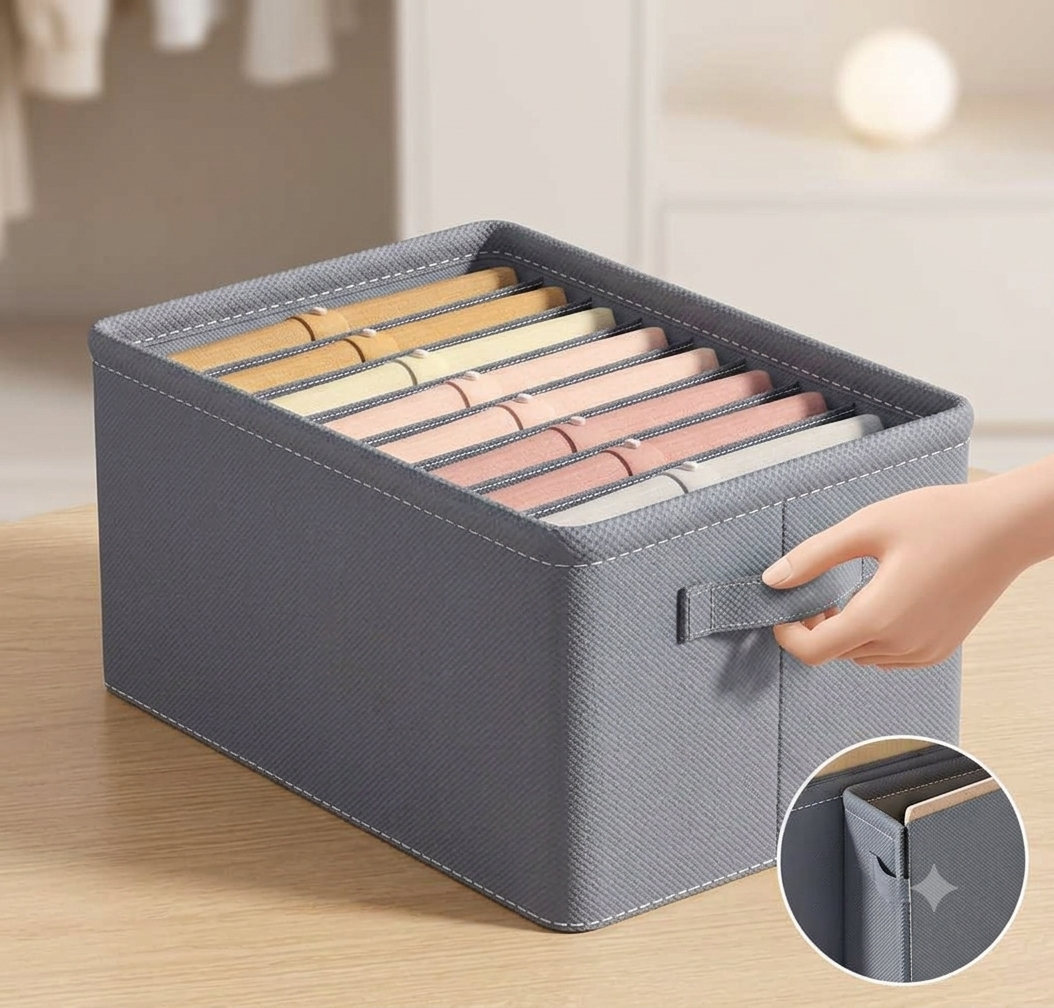 Pack of 2 Wardrobe Storage Organizers – 6-Grid Washable Boxes