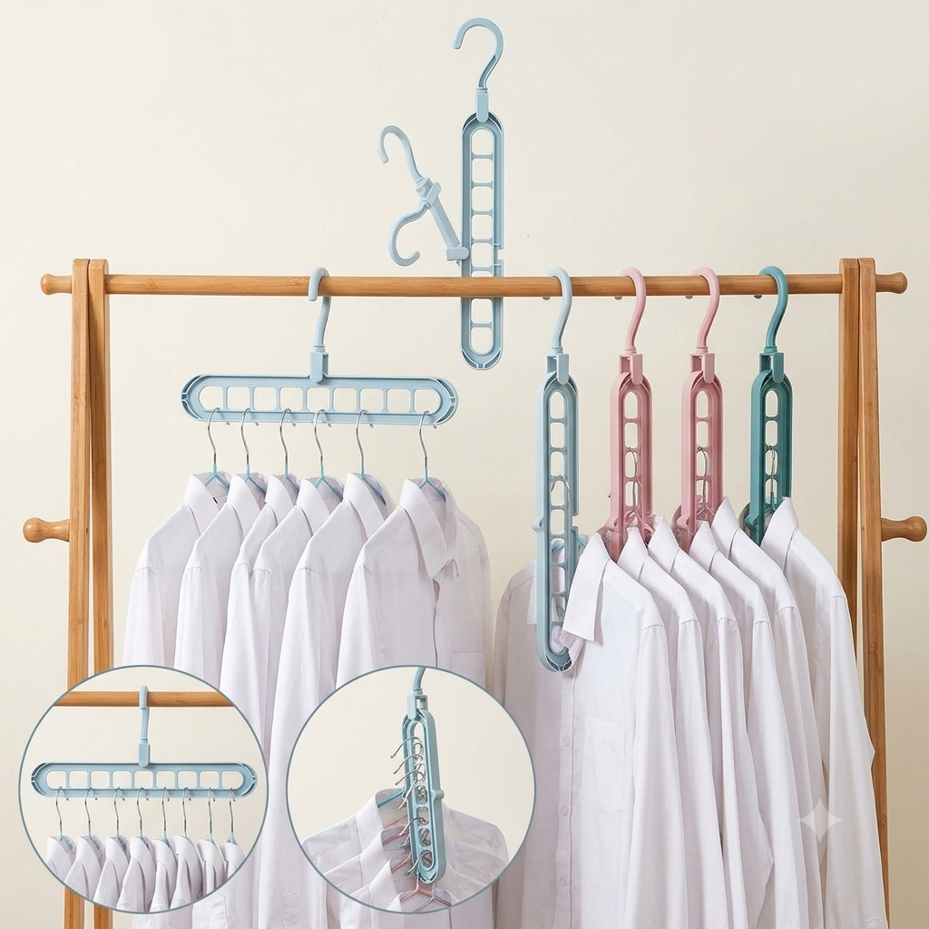Pack of 3 Folding Clothes Hangers – Space-Saving 360° Rotating