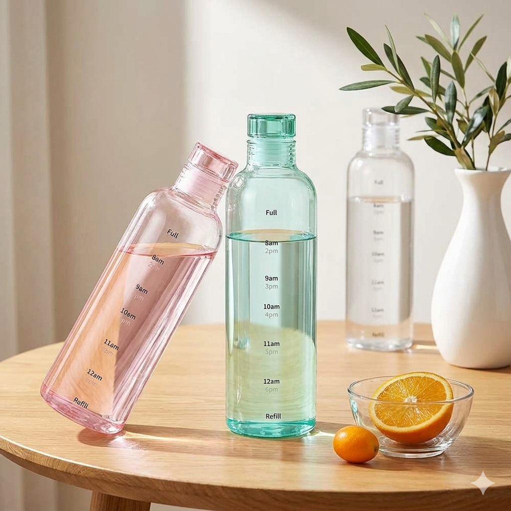 INS Style Transparent Leakproof Water Bottle with Timescale