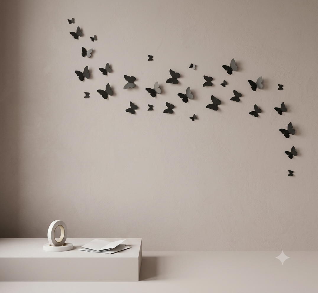 30-Piece Set of Flying Wooden Butterflies – Home Decor